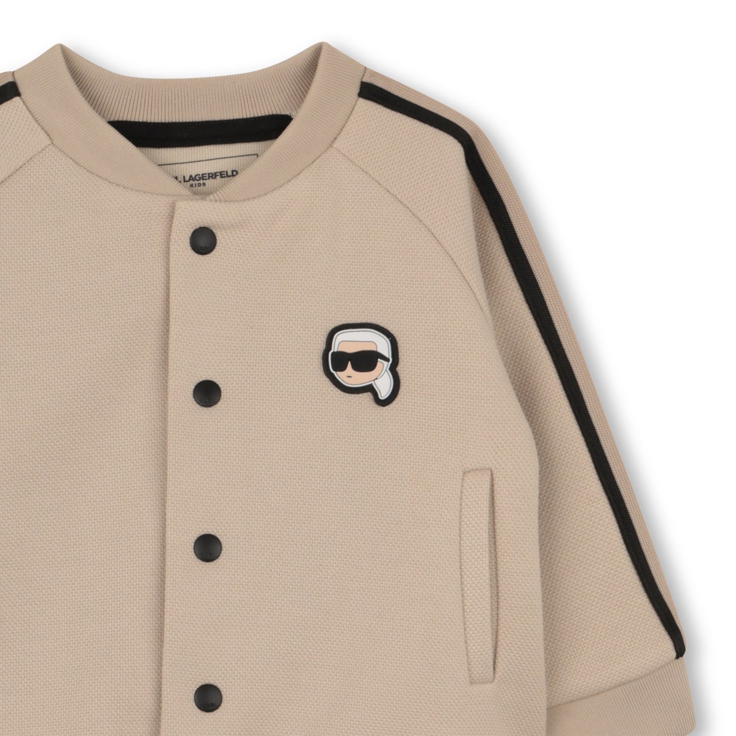 Cardigan, T-Shirt &amp; Trousers Set in Beige Karl Lagerfeld Kids