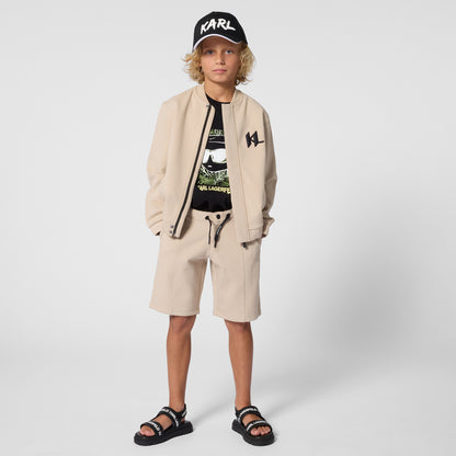 Bermuda Shorts in Beige Double Jersey Karl Lagerfeld Kids
