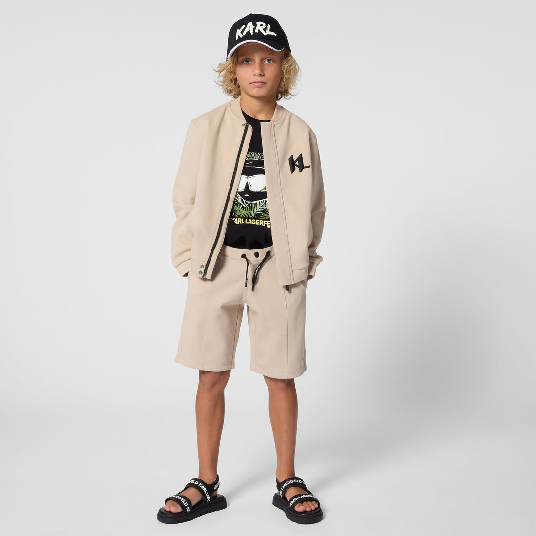 Cardigan in Beige Double Jersey Karl Lagerfeld Kids
