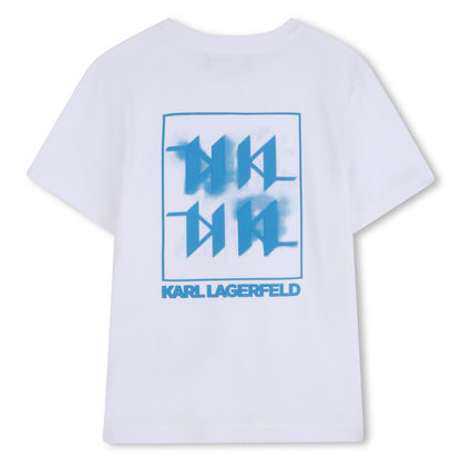 T-Shirt in White Organic Cotton Karl Lagerfeld Kids