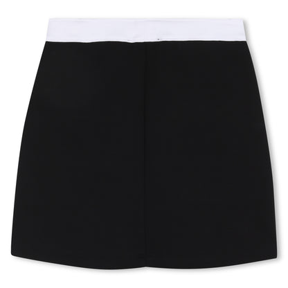 Black Stretch Jersey Skirt with Contrast Waistband and Front Pockets for Girls Karl Lagerfeld Kids