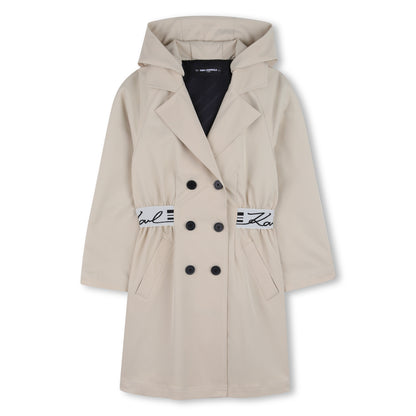 Twill Trench Coat in Khaki Karl Lagerfeld Kids