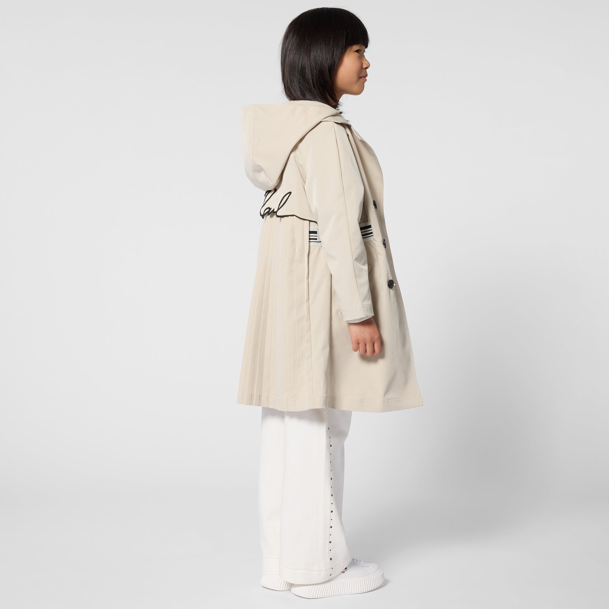 Twill Trench Coat in Khaki Karl Lagerfeld Kids