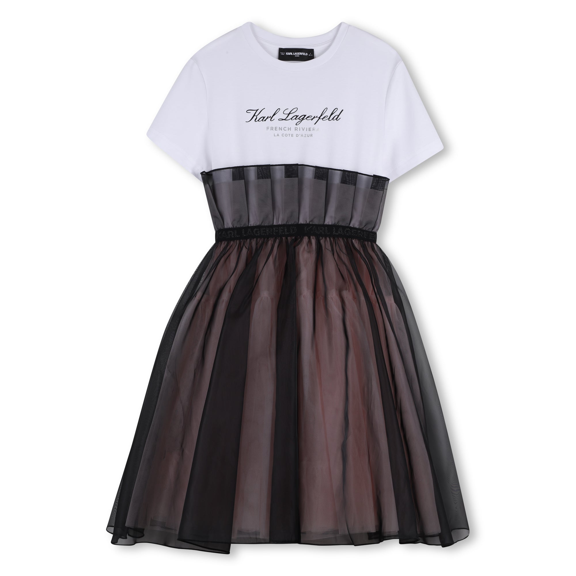 Two-Material Short-Sleeve Dress Karl Lagerfeld Kids
