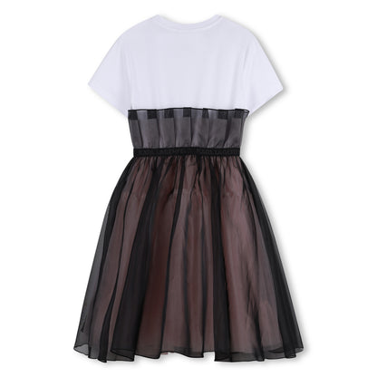 Two-Material Short-Sleeve Dress Karl Lagerfeld Kids