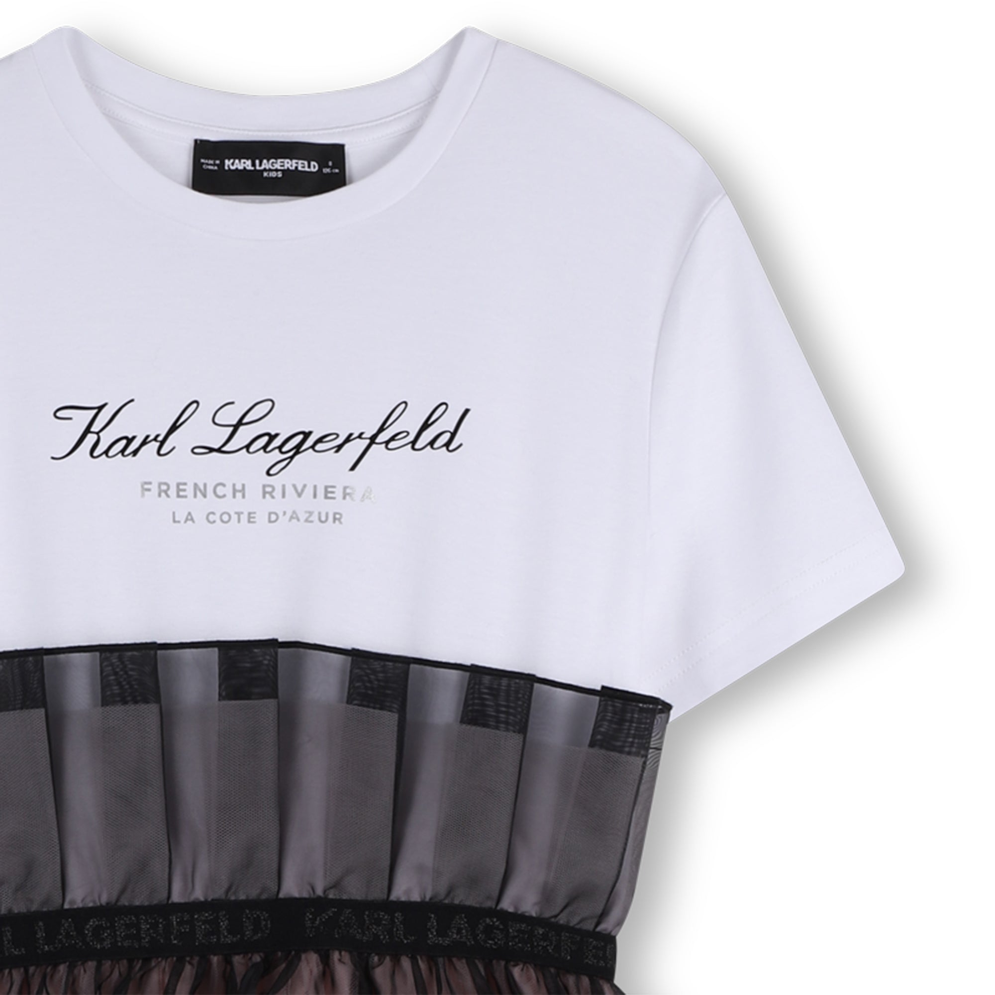 Two-Material Short-Sleeve Dress Karl Lagerfeld Kids