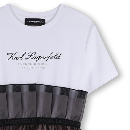 Two-Material Short-Sleeve Dress Karl Lagerfeld Kids