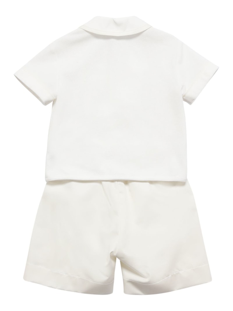 Ivory Shorts Set With Bow Tie