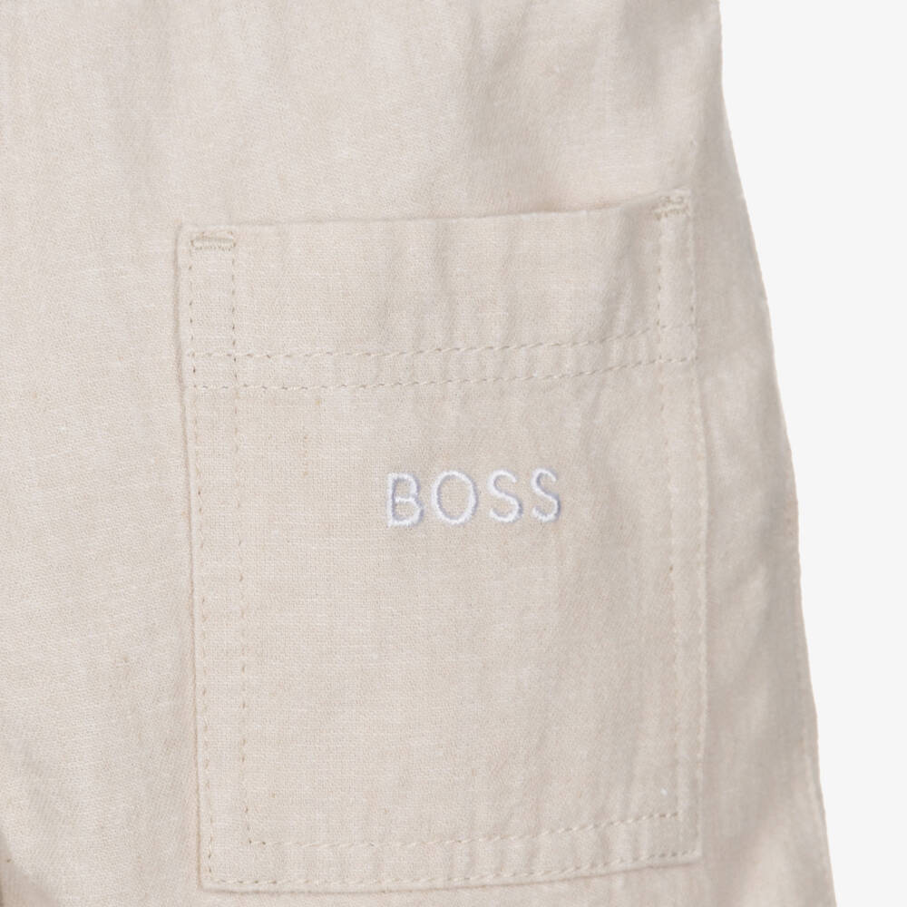 Linen Blend Elasticated Shorts Hugo Boss