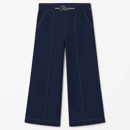 Milano Trousers with Elasticated Waist and Gold Chain Logo Detail