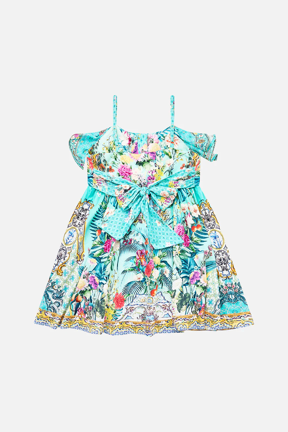 Gardens Of Queluz Strappy Mini Dress With Waist Bow 4-12