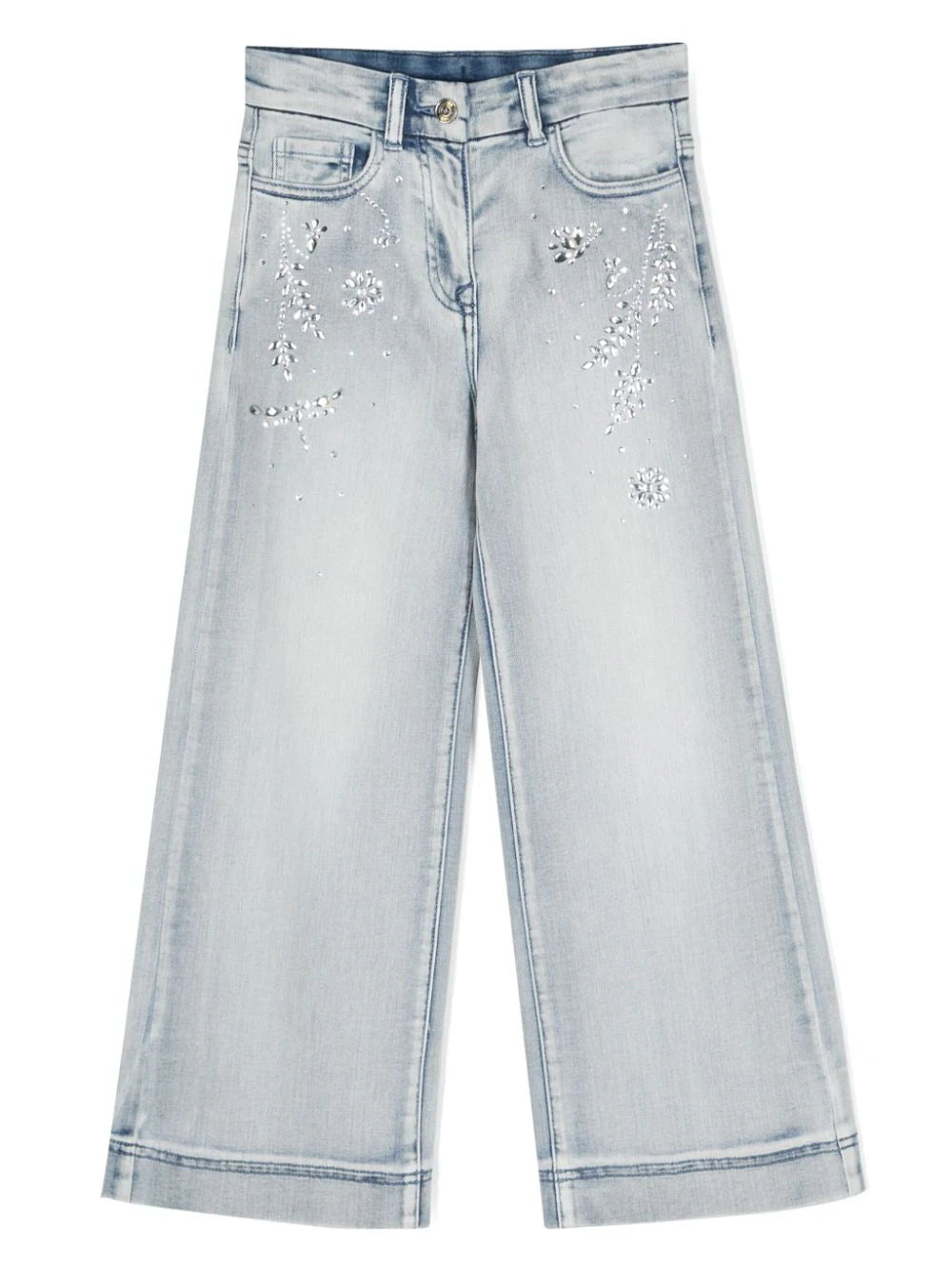Monnalisa Crystal Embellished Wide Leg Jeans