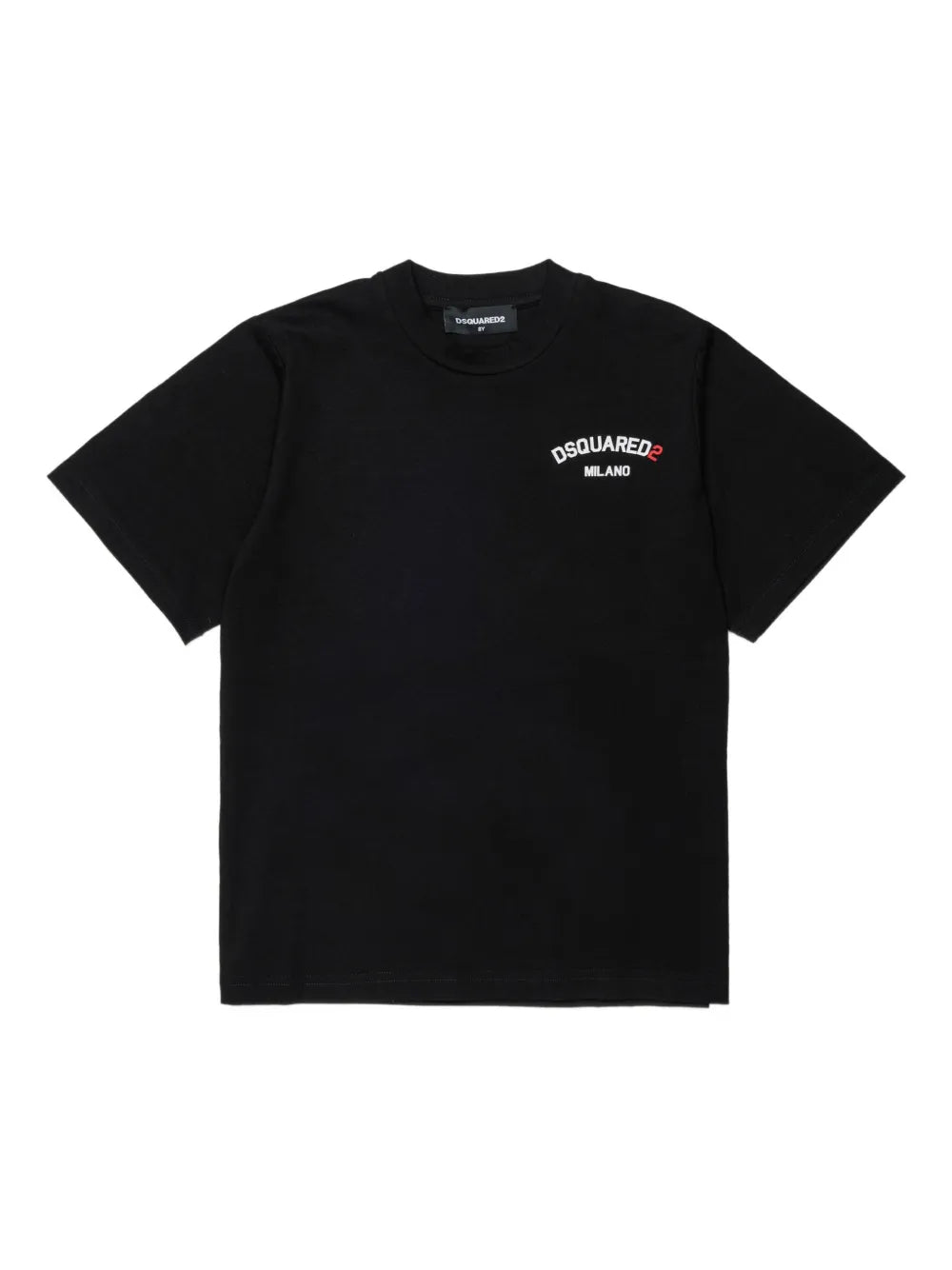 Black Slouch Fit Cotton T-Shirt for Kids Dsquared Kid