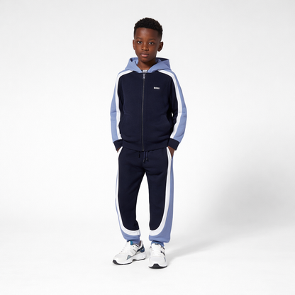 Boys Color-Block Fleece Tracksuit Set in Navy Hugo Boss