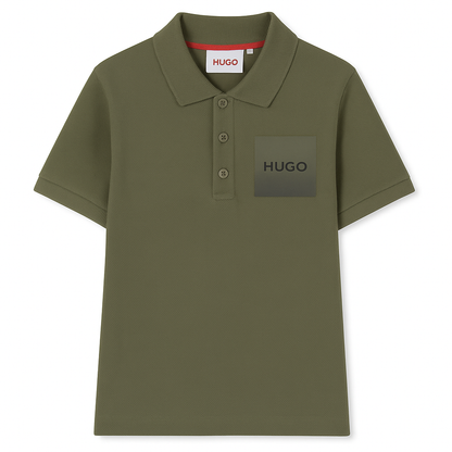 Piqué Short Sleeve Polo Shirt with Split Logo Print