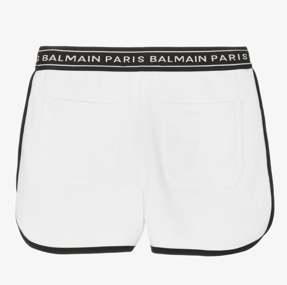 White Cotton Logo Shorts