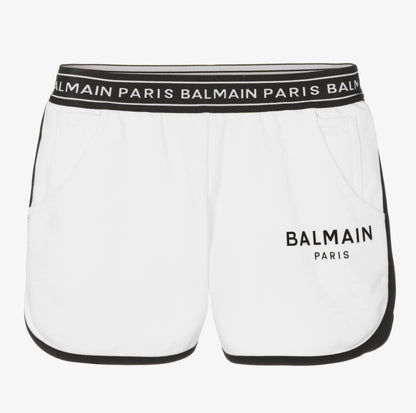 White Cotton Logo Shorts