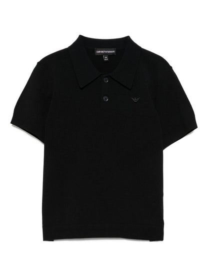 Navy Cotton Short Sleeve T-Shirt with Ribbed Cuffs