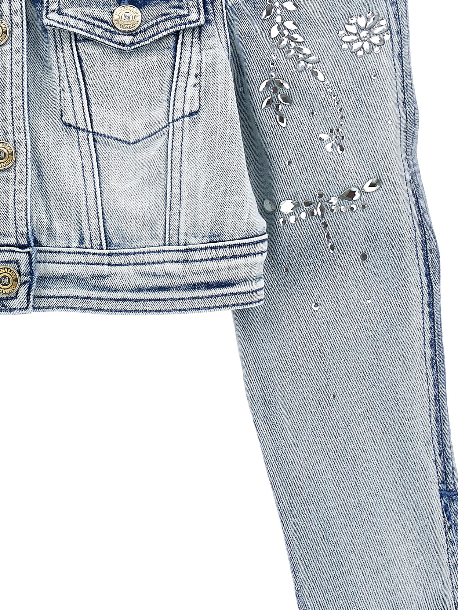 Monnalisa Denim Jacket With Jewel Buttons