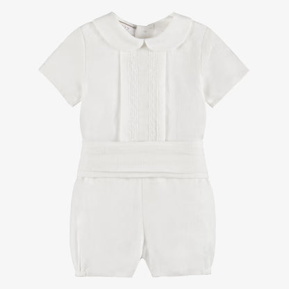 Woven Newborn Blouse and Shorts Set in Cream Paz Rodriguez