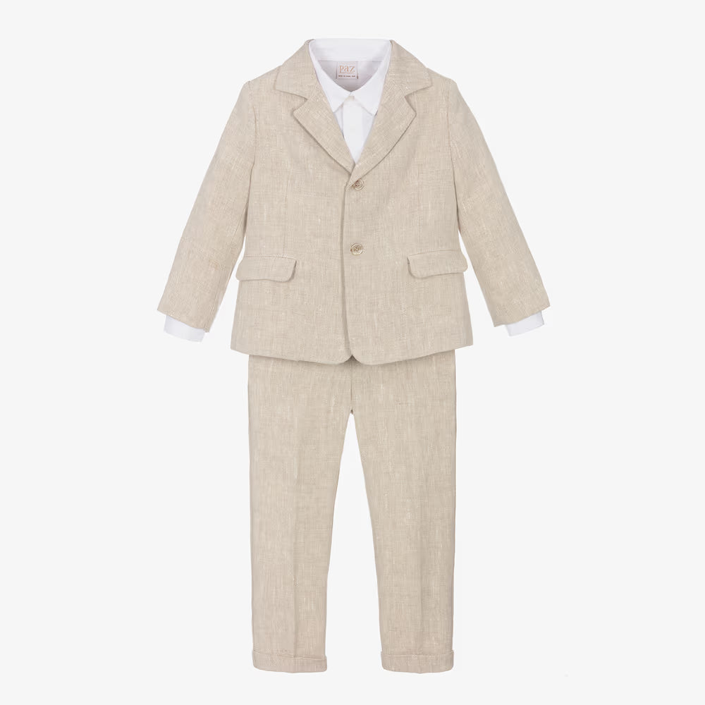 Set Woven Junior Boy Blazer And Trouser In Natural Paz Rodriguez