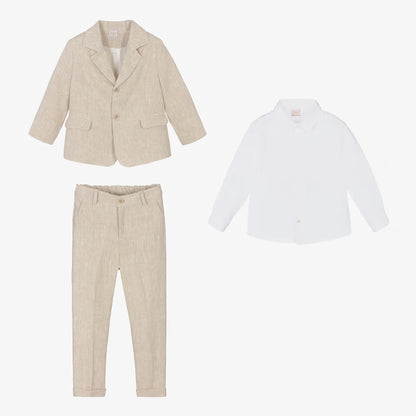 Set Woven Junior Boy Blazer And Trouser In Natural Paz Rodriguez