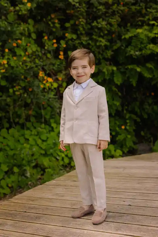 Set Woven Junior Boy Blazer And Trouser In Natural Paz Rodriguez