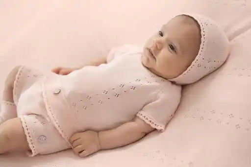 Set Knit Newborn Sweater And Leggins in Pastel Pink Paz Rodriguez