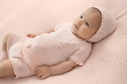 Set Knit Newborn Sweater And Leggins in Pastel Pink Paz Rodriguez