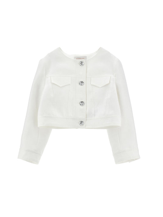 Monnalisa - Monnalisa Jacket With Jewel Buttons | Luxury Designer Girls ...