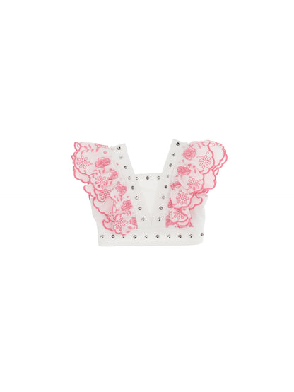 Broderie anglaise top with studs