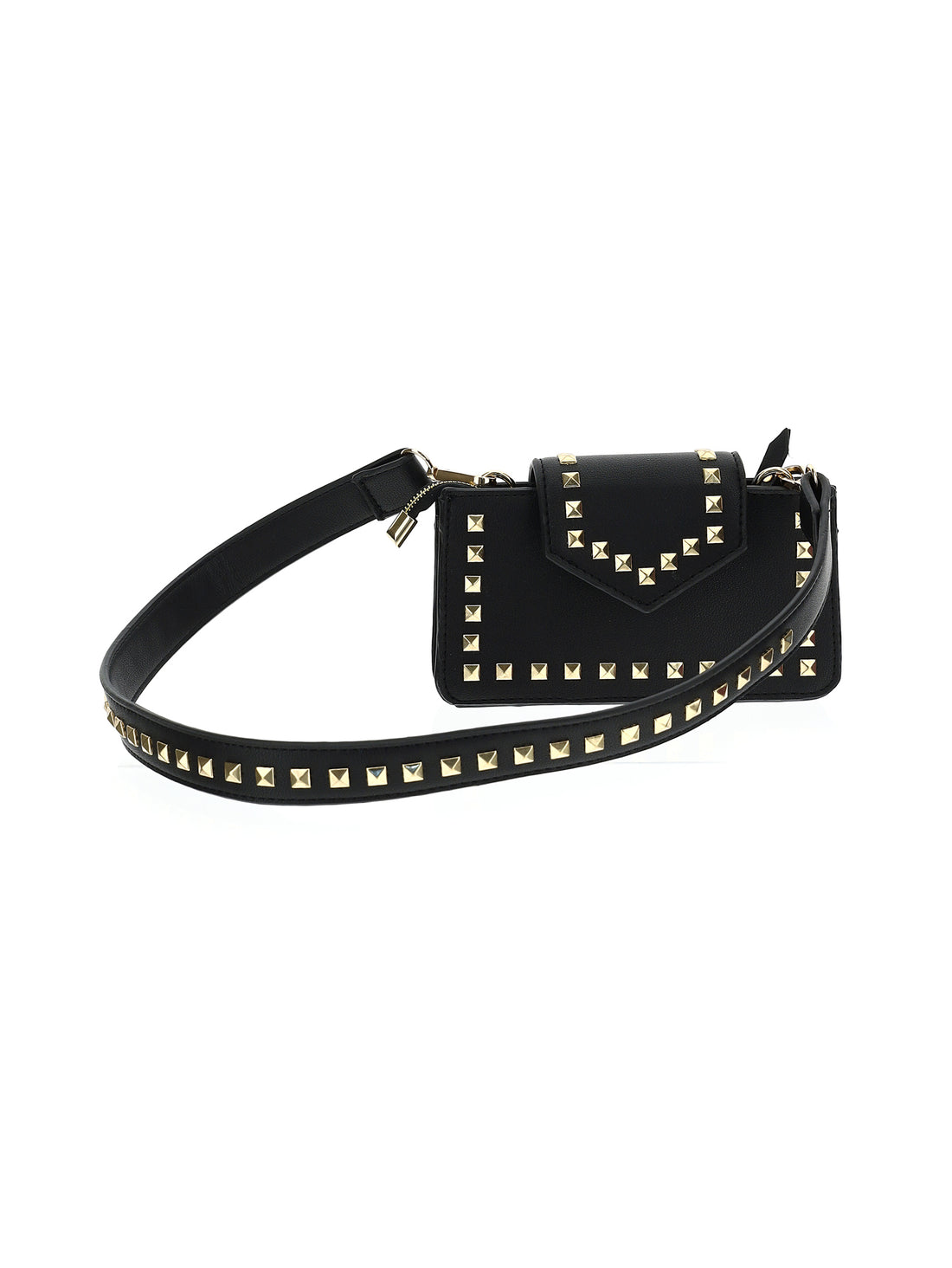 Coated Fabric shoulder bag with studs