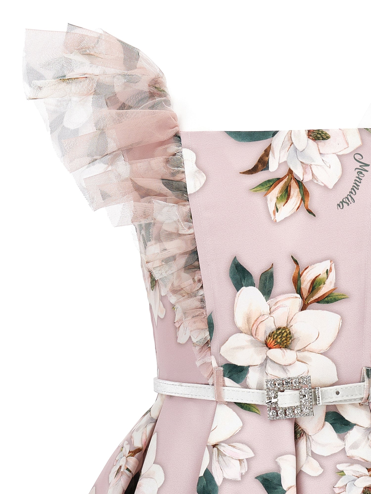 Monnalisa Chic Abito Scollo Volant Mikad