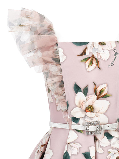 Monnalisa Chic Abito Scollo Volant Mikad